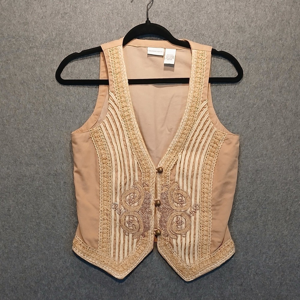VTG Newport News sz6 vest 100% cotton india embroidered boho hippie western 90s